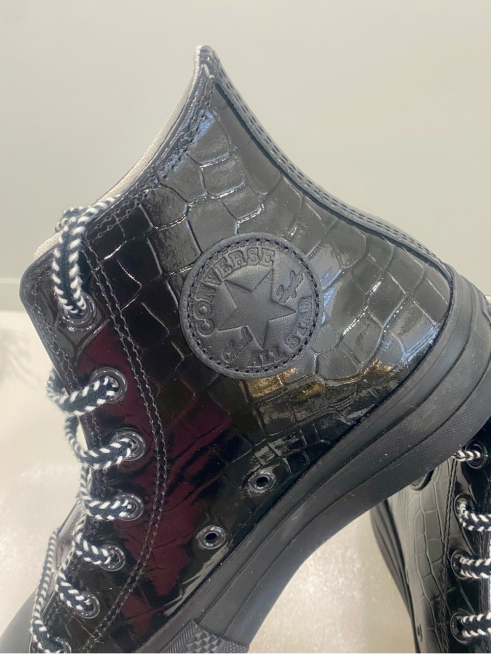 Converse Black Croc-Embossed Patent High-Top Sneakers